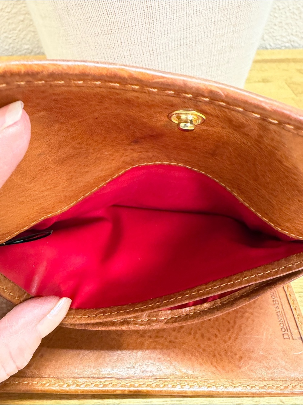 Dooney & Bourke Florentine Leather Whipstitch Continental Clutch Wallet Tan - Picture 8 of 10
